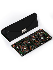 Trifold Sunglass Case | Black Mandala