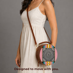 Leather Sling Bag | Mandala Frame