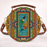 Leather Sling Bag | Tradition in Motion ( Modern Madhubani )