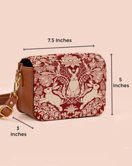 Vegan Leather Sling Bag | Modern damask-Year of the Rabbit