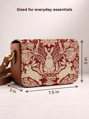Vegan Leather Sling Bag | Modern damask-Year of the Rabbit