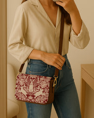 Vegan Leather Sling Bag | Modern damask-Year of the Rabbit