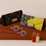 Set of 2 Trifold Sunglass Cases with Resin Bhai and Bhabi Rakhi & Roli - Chawal | Raksha Bandhan Gifts