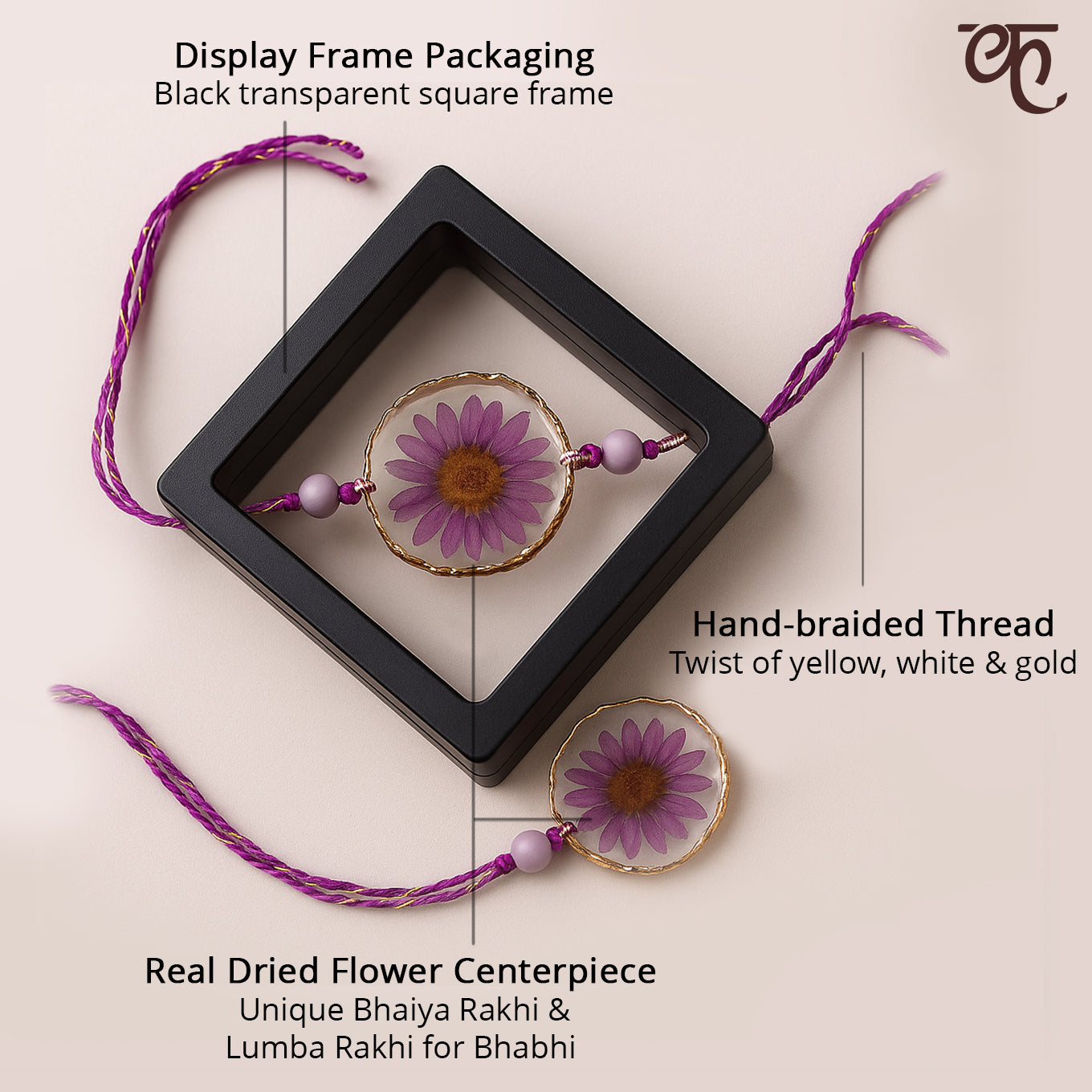 Set of 2 Trifold Sunglass Cases with Resin Bhai and Bhabi Rakhi & Roli - Chawal | Raksha Bandhan Gifts