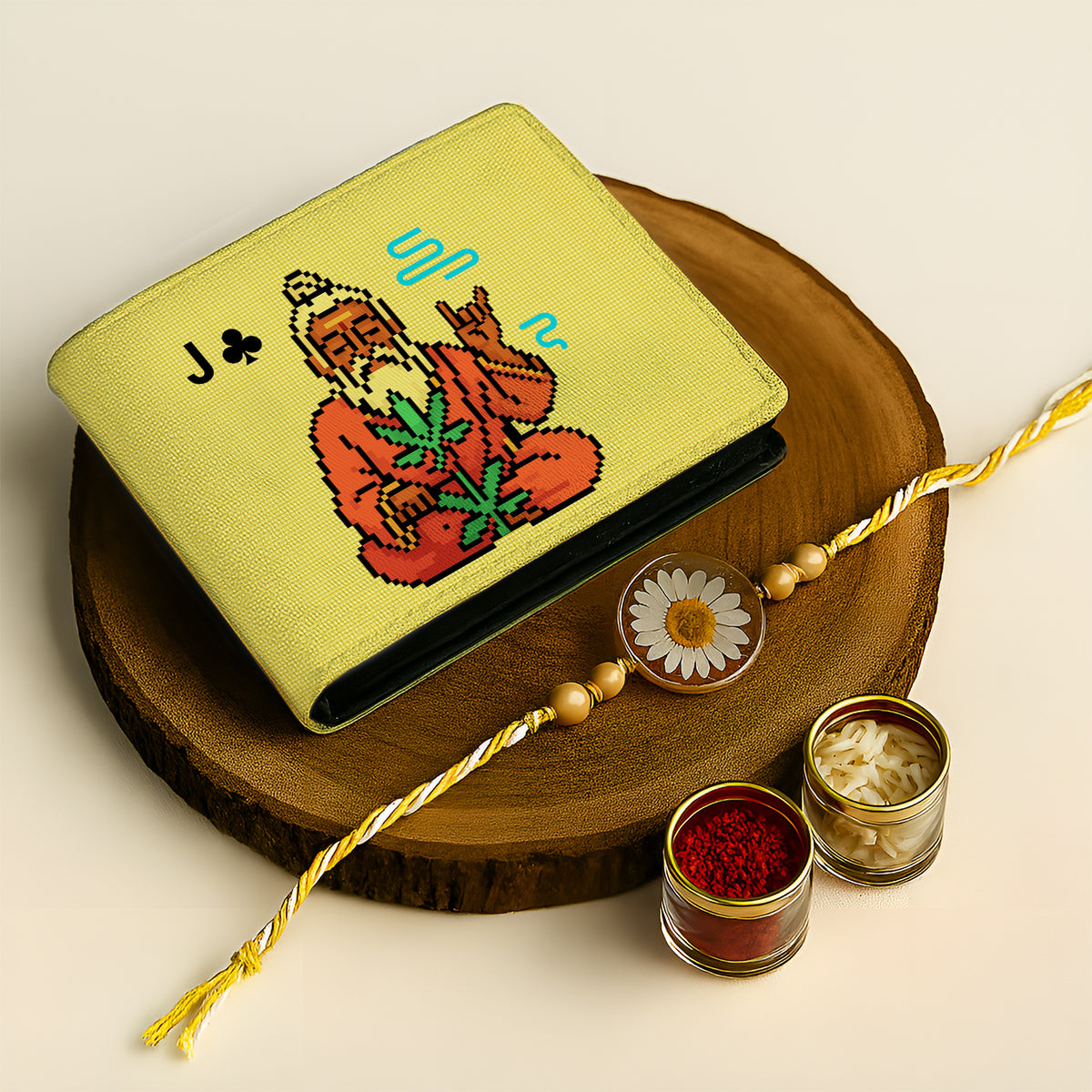 Resin Rakhi Gift Set for Brother – Slim Wallet with Coin Pocket | Spiritual Tripper Theme