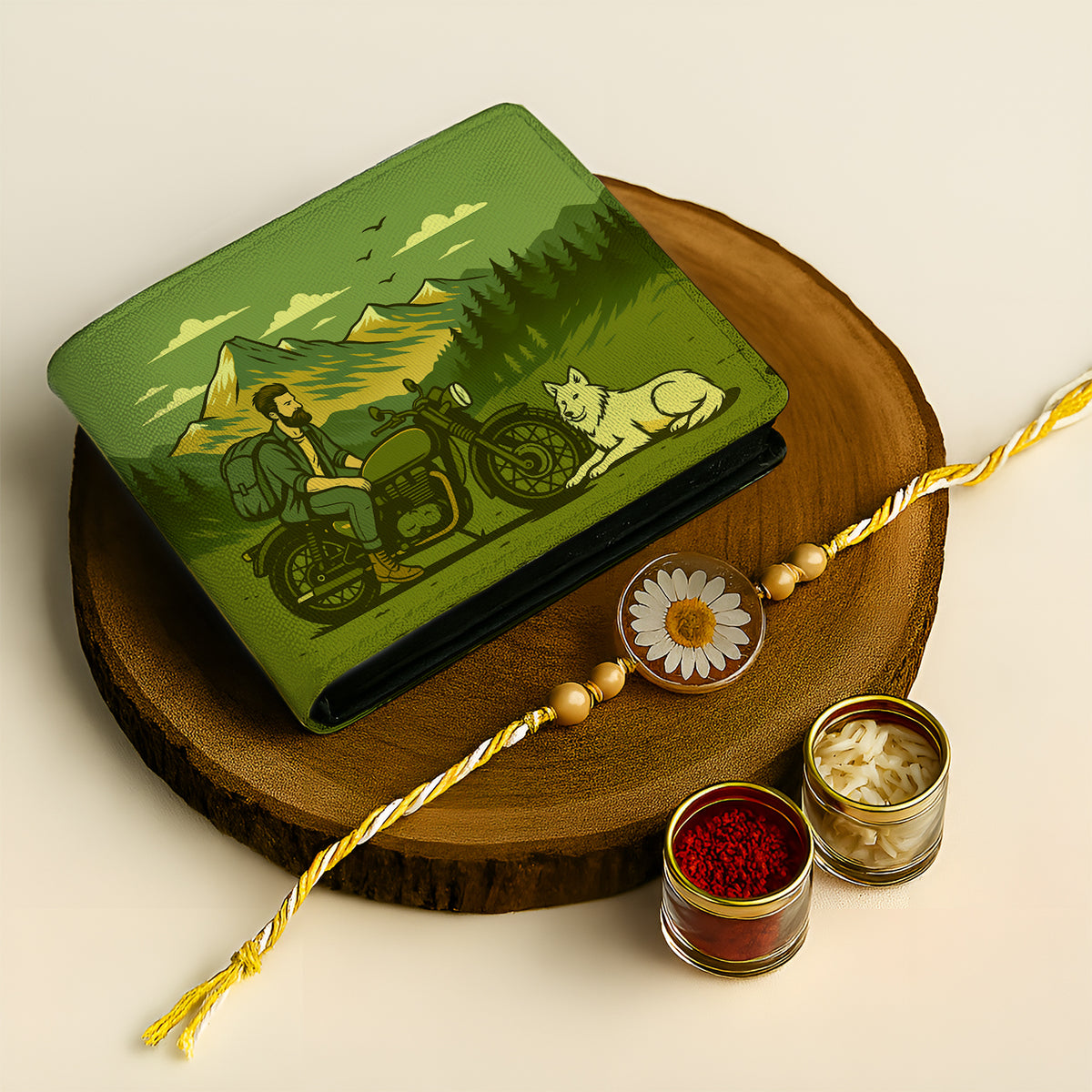Resin Rakhi with Gift for Brother – Slim Bi-Fold Wallet | Soul Riders | Rakshabandhan Gift Combo