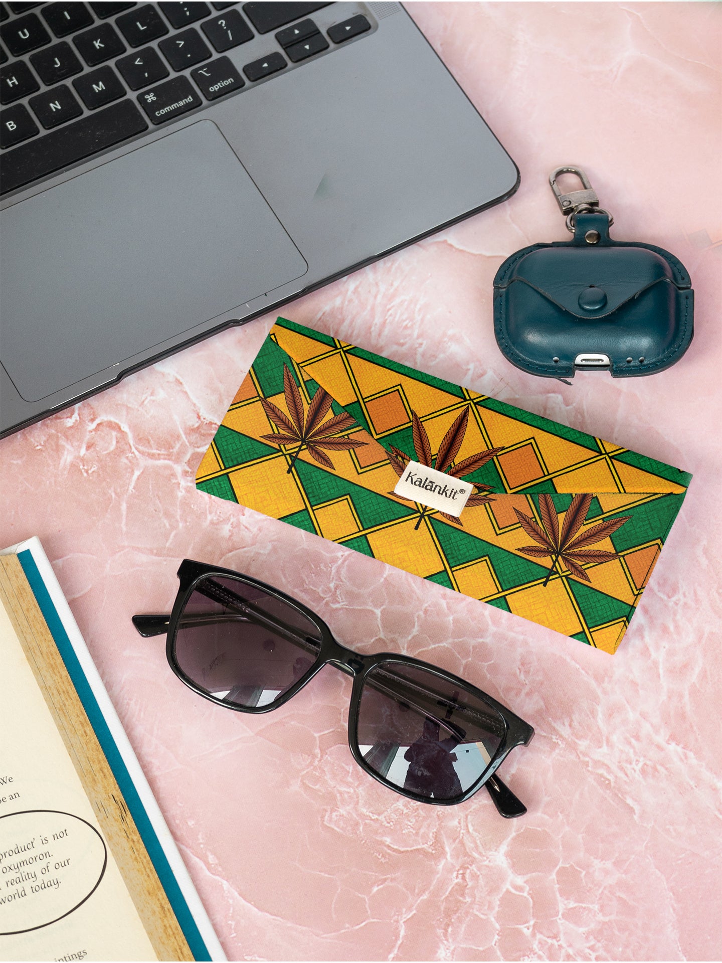 Trifold Sunglass Case with Rakhi & Roli – Sacred Leaves | Rakshabandhan Gift for Brother