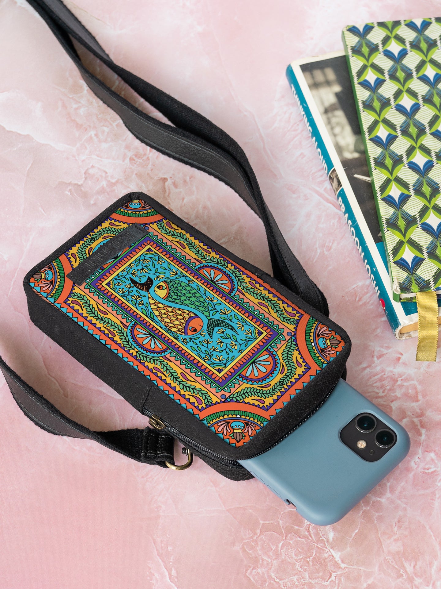 Girls Phone Bag | Tradition in Motion ( Modern Madhubani )