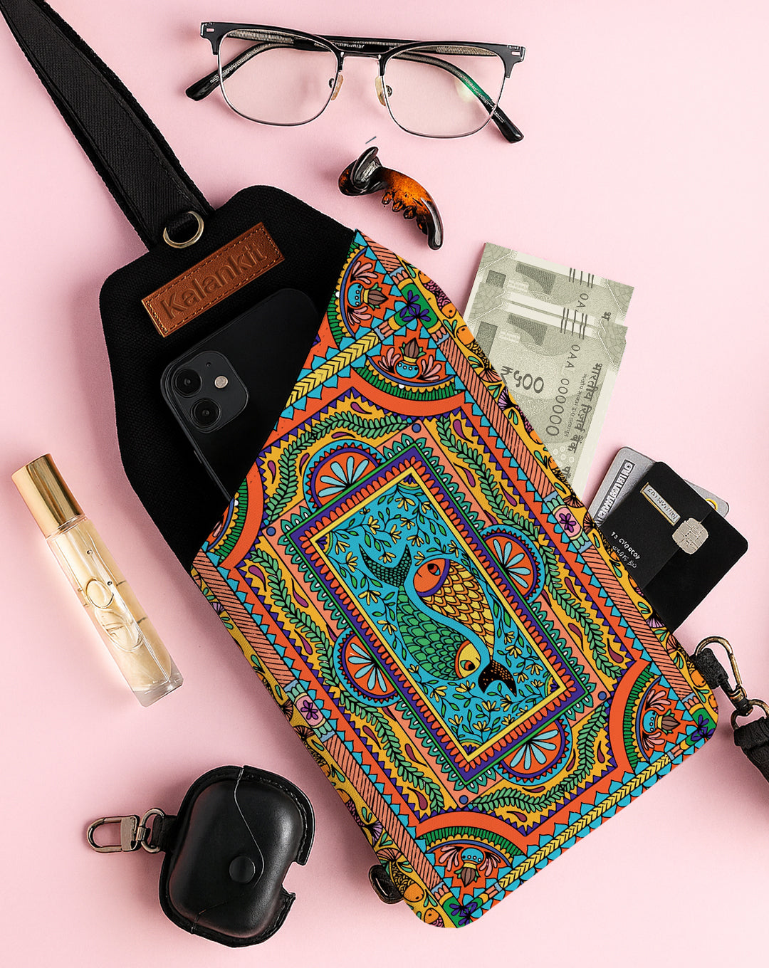 Compact Sling Bag | Tradition in Motion ( Modern Madhubani )