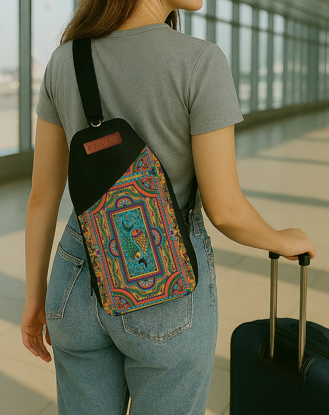 Compact Sling Bag | Tradition in Motion ( Modern Madhubani )