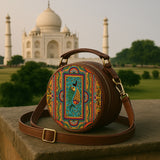Leather Sling Bag | Tradition in Motion ( Modern Madhubani )