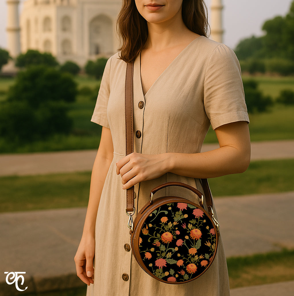 Vegan Leather Sling Bag | Golden Dusk