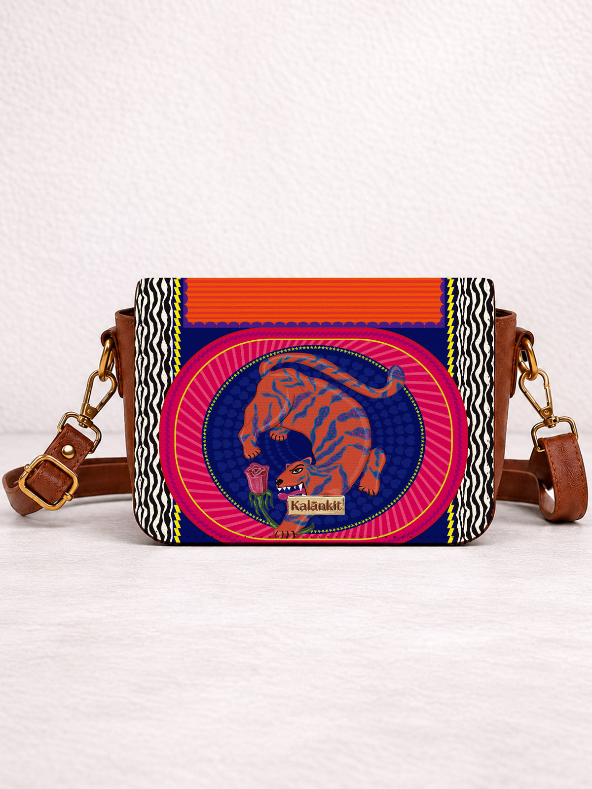 Leather Sling Bag | I Aroar You - Blue