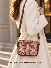 Vegan Leather Sling Bag | Modern damask-Year of the Rabbit