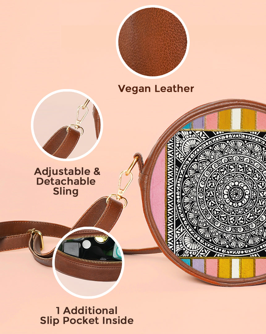 Round Shoulder Bag | Mandala Frame