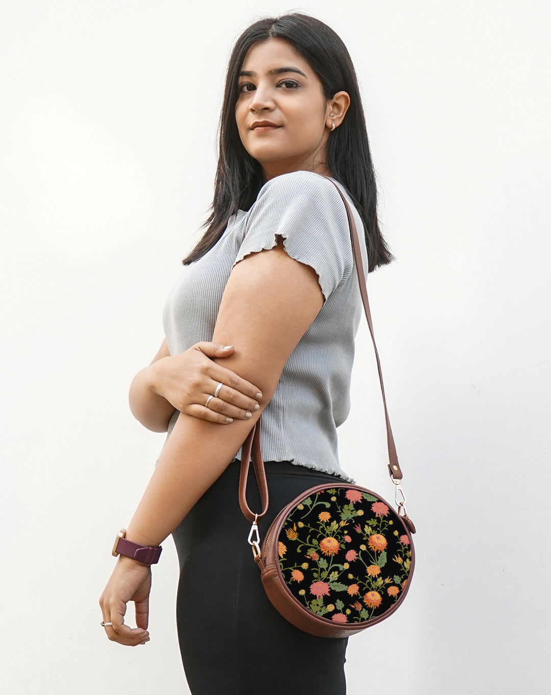 Round Sling Bag | Golden Dusk
