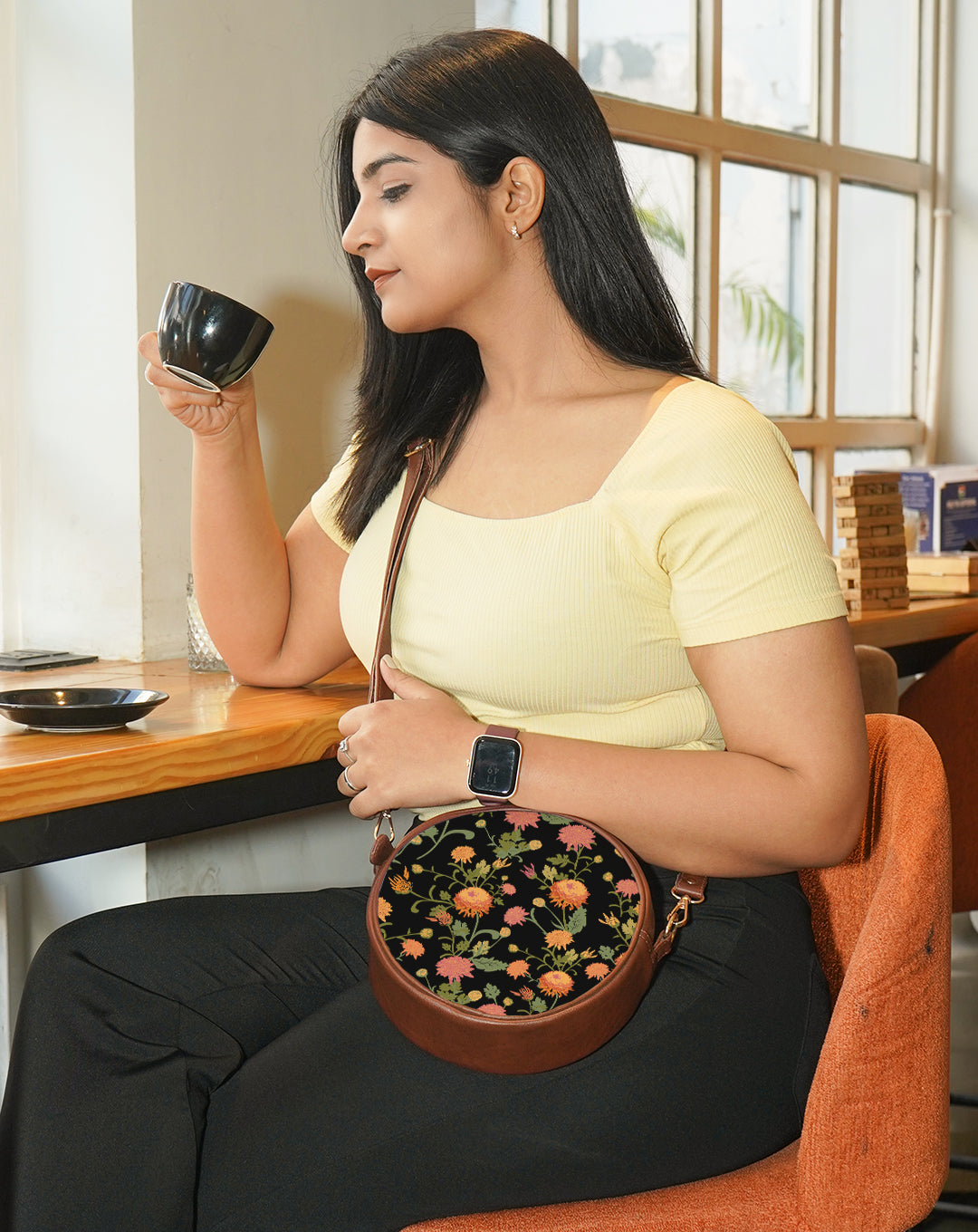 Round Sling Bag | Golden Dusk