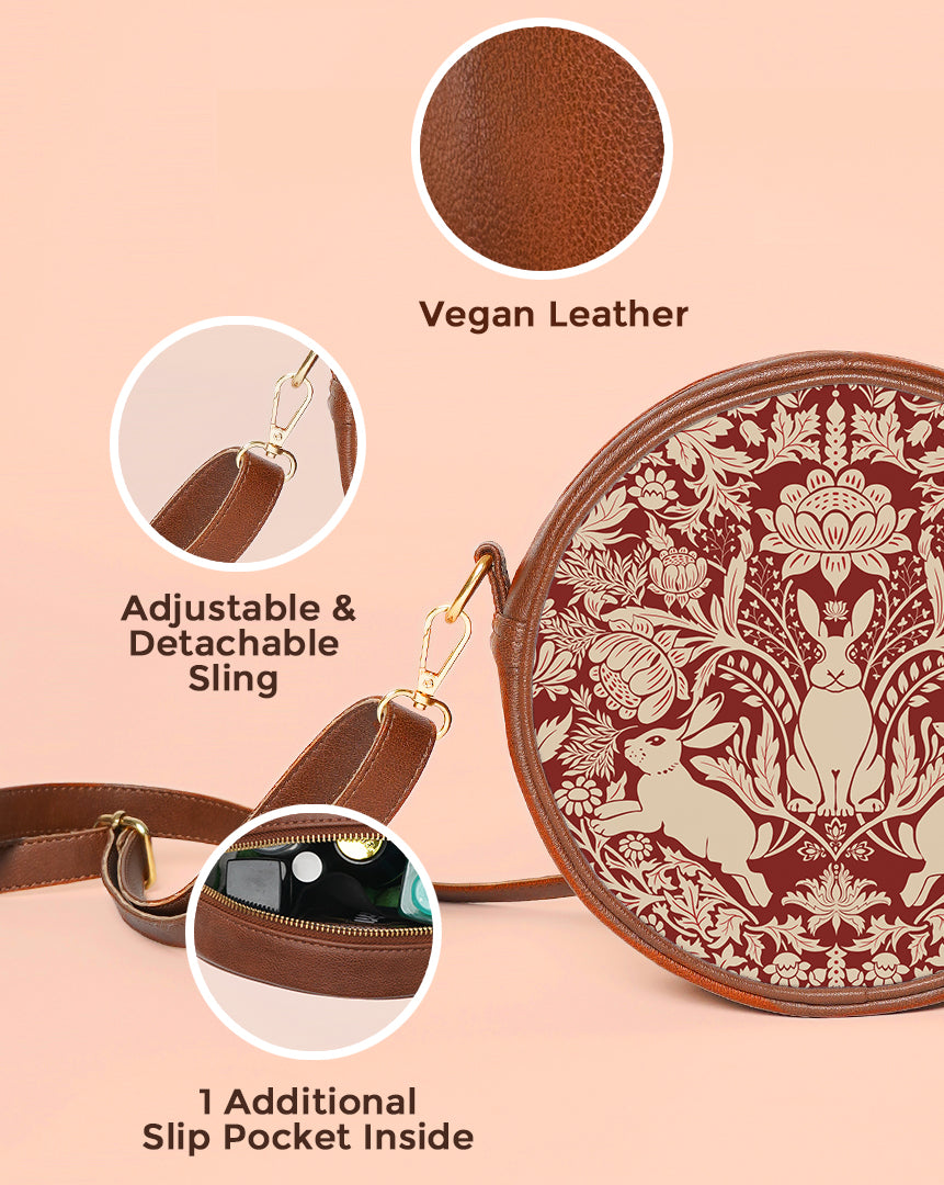 Round Shoulder Bag | Modern damask-Year of the Rabbit