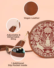 Round Shoulder Bag | Modern damask-Year of the Rabbit