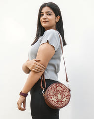 Round Shoulder Bag | Modern damask-Year of the Rabbit