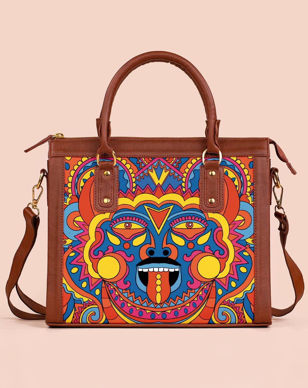 Balinese Mask Design Satchel Bag for women - Kalankit®